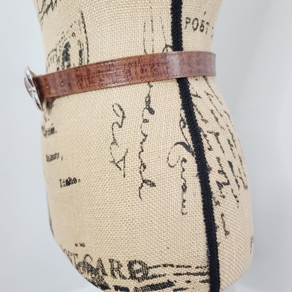 Vintage Brown Embossed Skinny Belt - Picture 2 of 9